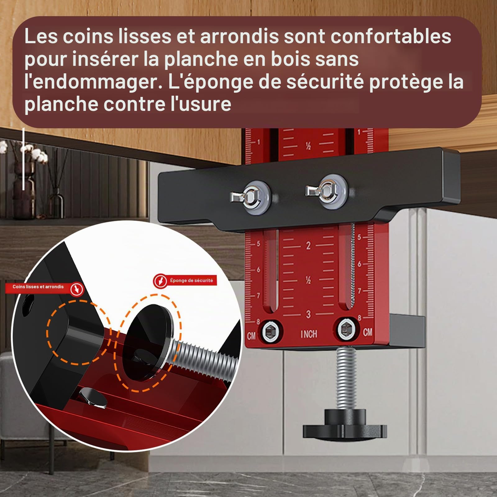 Positionneur d'installation de porte d'armoire, Cabinet Door Installation Positioner, longueur réglable de 10 à 60 mm, outil de positionnement de porte d'armoire compatible avec la plupart des