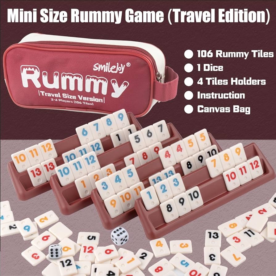 _ Rumy   Smilejoy Mini Rummy Game,Travel Size Rummy Cube with Durable