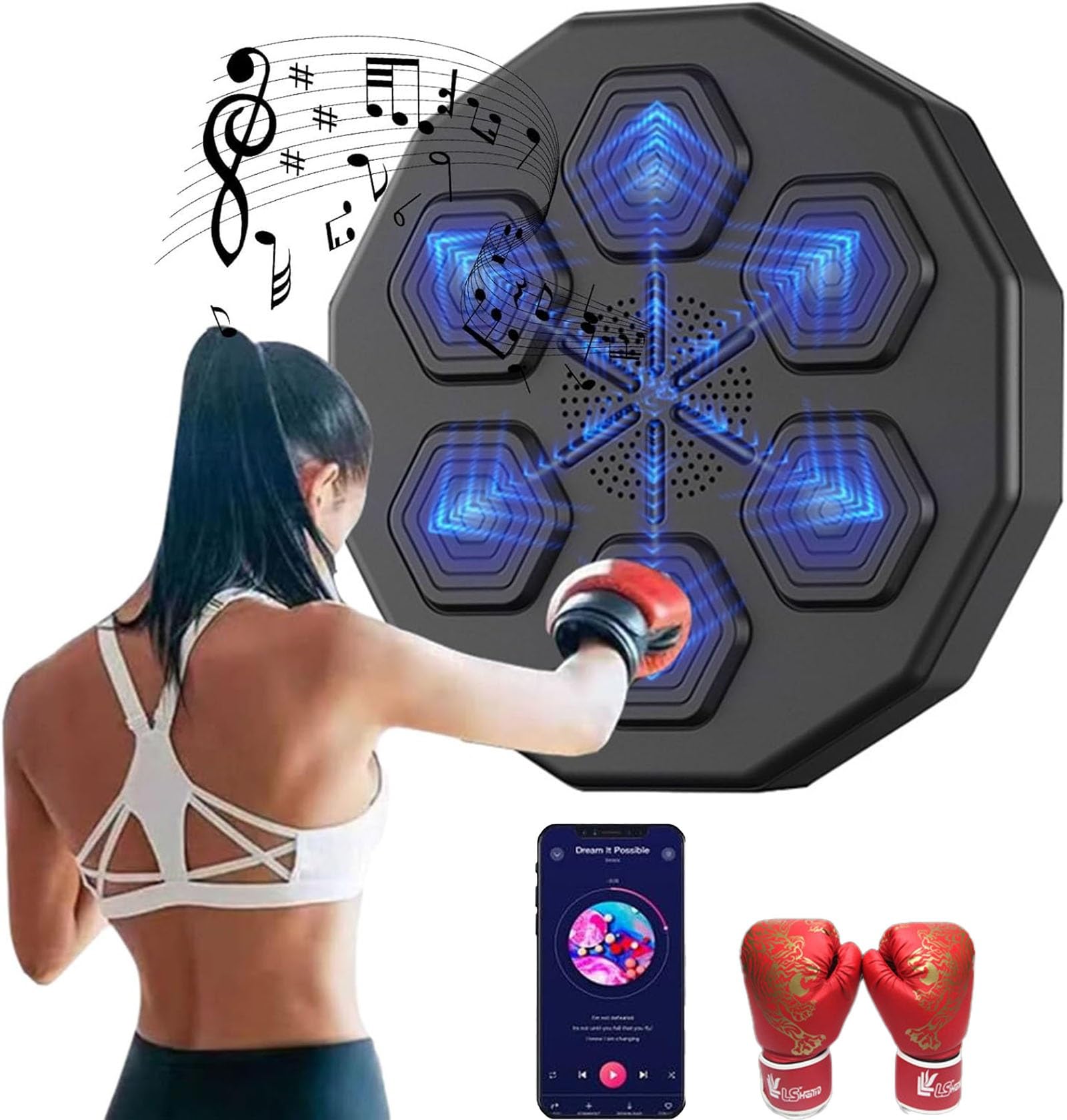 Smart Music Boxing Machine - Boxer musicale da parete con Bluetooth e ricarica USB | Attrezzatura da boxe definitiva per allenamento di boxe