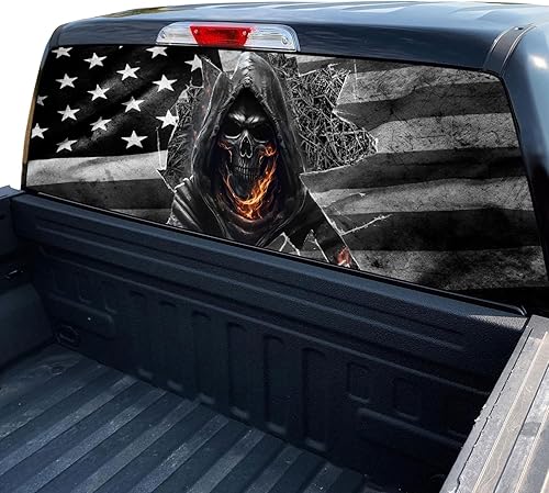 Miniatura 2 de Calcomanía de ventana trasera para camiones, calcomanías de bandera estadounidense para camión, calcomanías de bandera estadounidense negra para