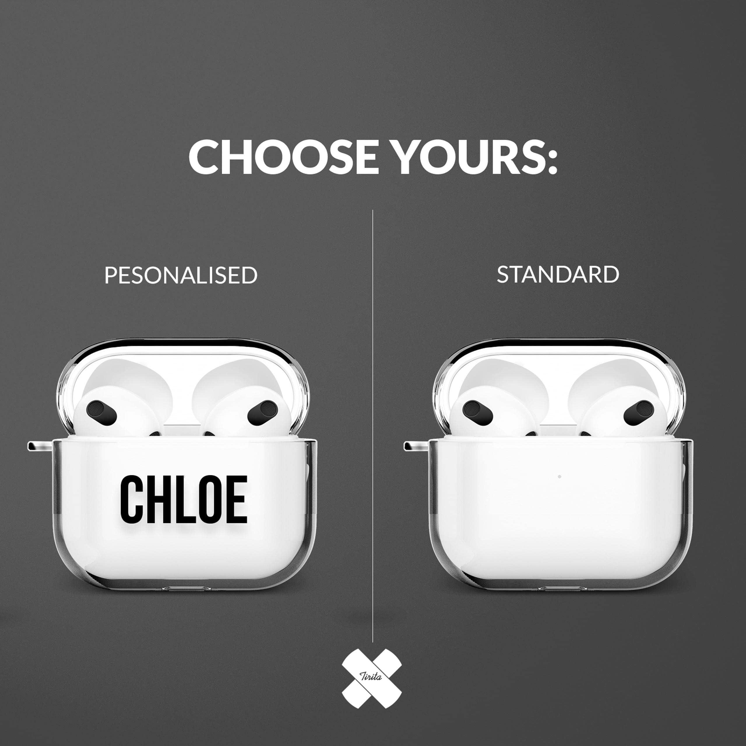 Tirita Personalised Custom Case Compatible with Apple AirPods 4th gen, Support Wireless Charging, with Carabiner, Front LED Visible [14- Golden Bee] — view 27