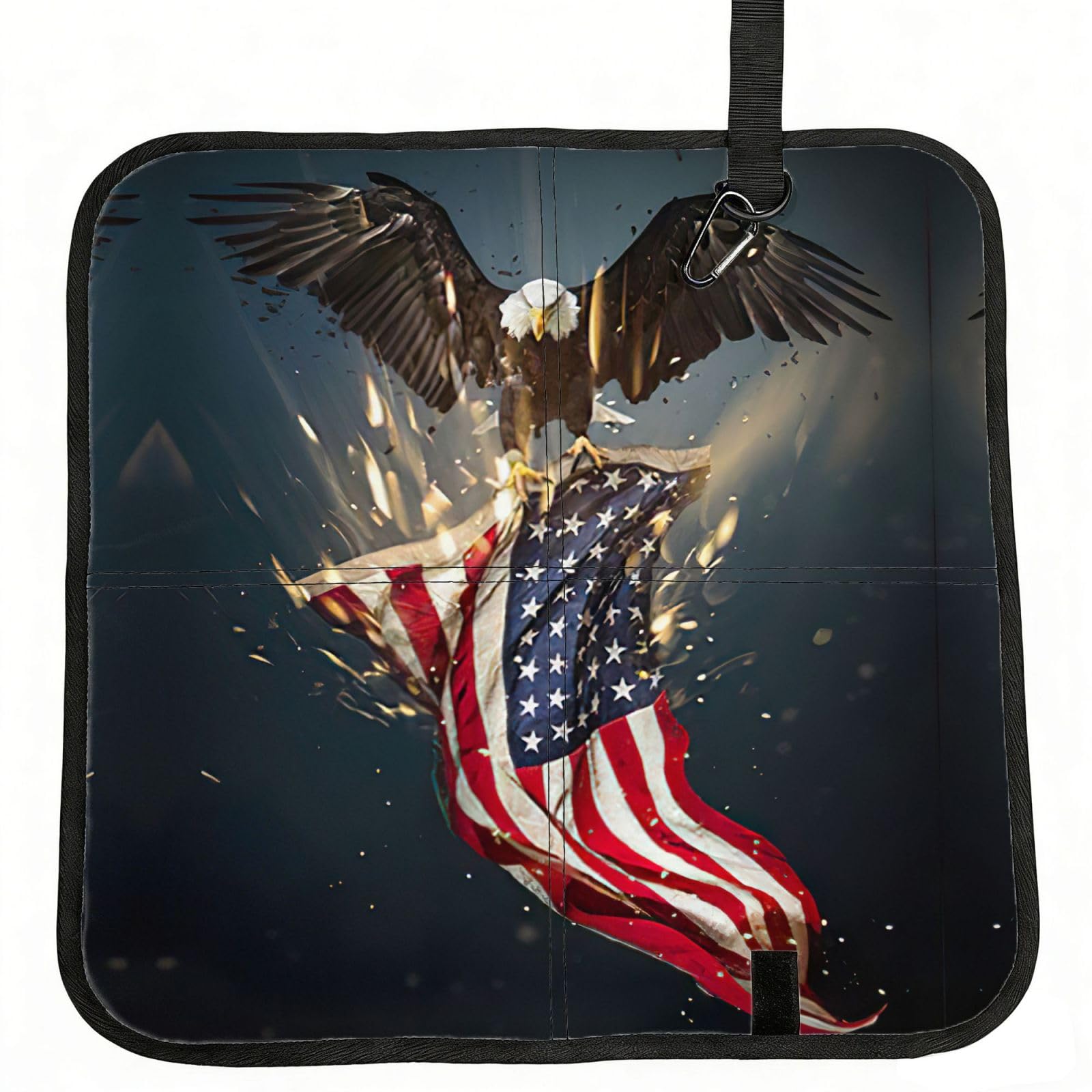 KAPPTYY North American Bald Eagle Printed Bleacher Seat Cushion PE Foam Filling, Foldable Sitting Pad for Concert Stadium Events