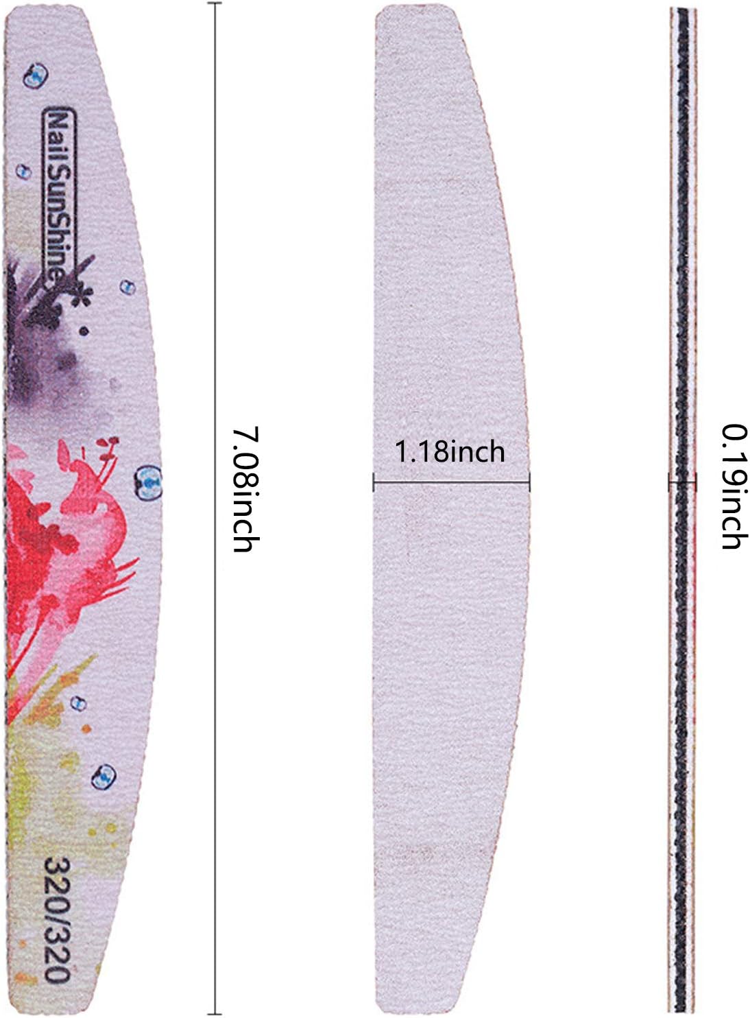 6 PCS Different Grit Nail Files and Buffers, Flower Pattern Emery Board (80-320 Grit) Professional Manicure Tools for Home and Salon Use