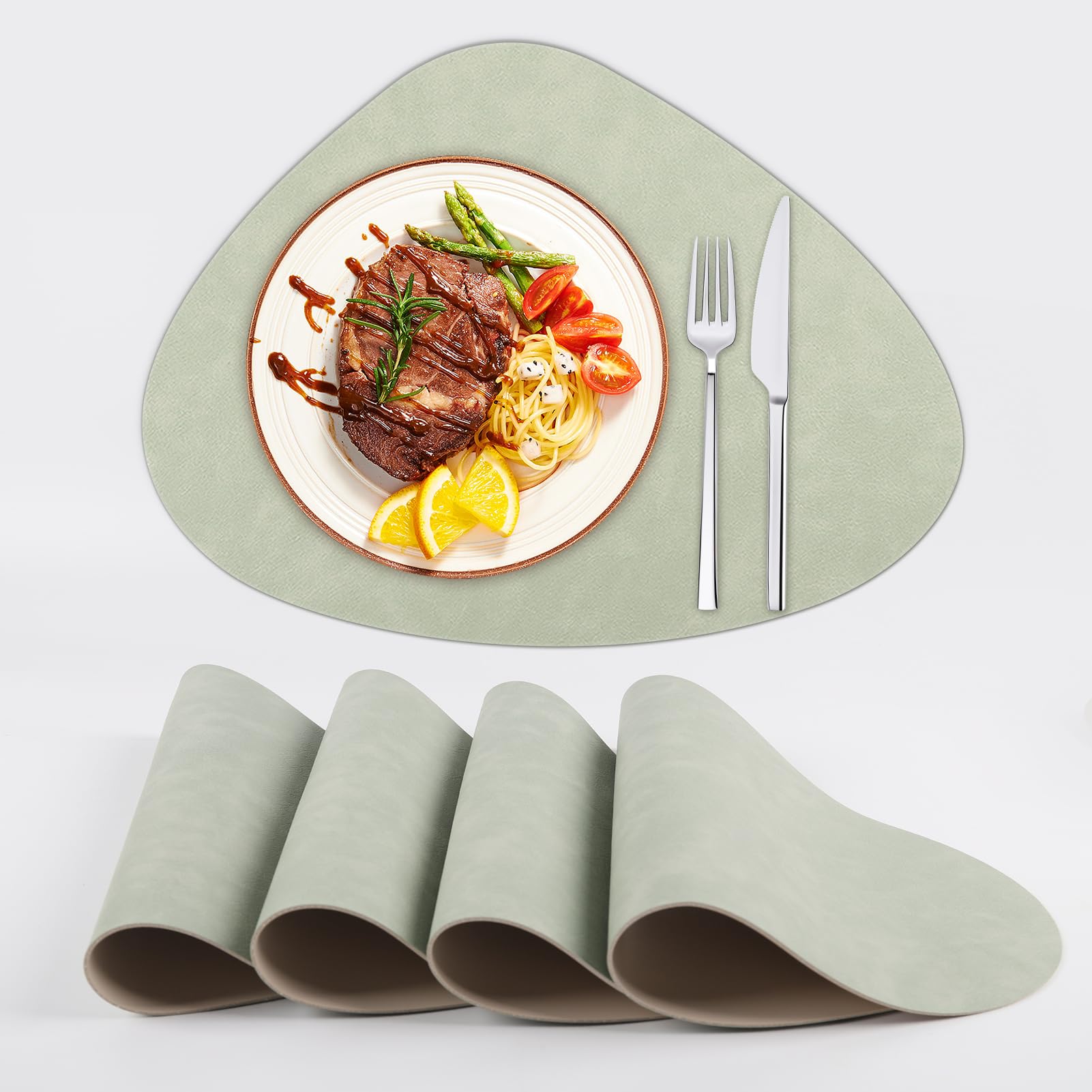 DoubleSided Leather Placemats Set of 4, PU Dining Table Placemats Two