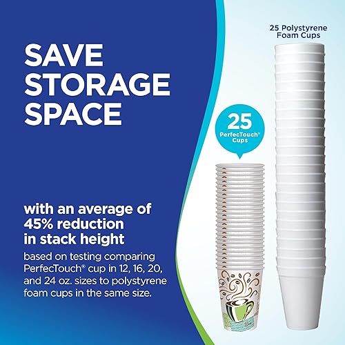 Miniatura 6 de Dixie PerfecTouch 10 oz. Taza para café caliente de papel aislante por GP PRO (Georgia-Pacific), Coffee Haze, 92959, 1000 unidades (50 tazas por