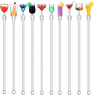 Cabilock 10Pcs 23Cm Mignon Bar Mélangeur de Boisson à Cocktail en Remuant des Bâtons de Mélange avec Accessoire Miniature Coloré (Couleur Aléatoire)