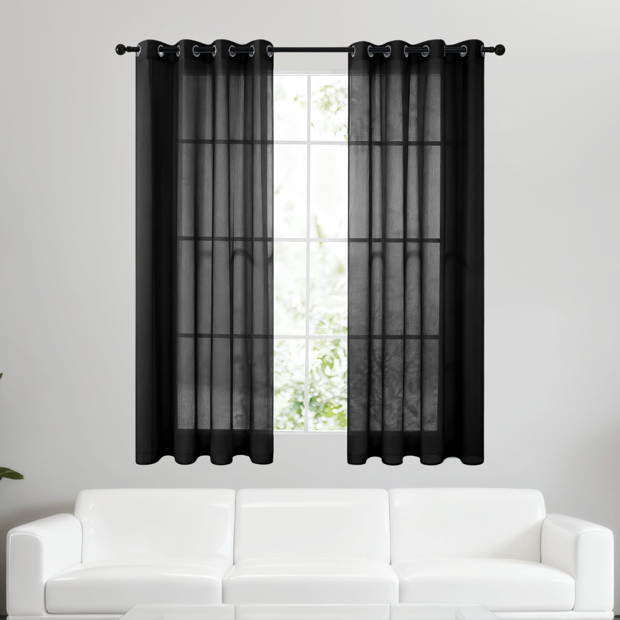 Rideaux voilage pour filtrer la lumière souple noir 165 x 255 cm déco de maison