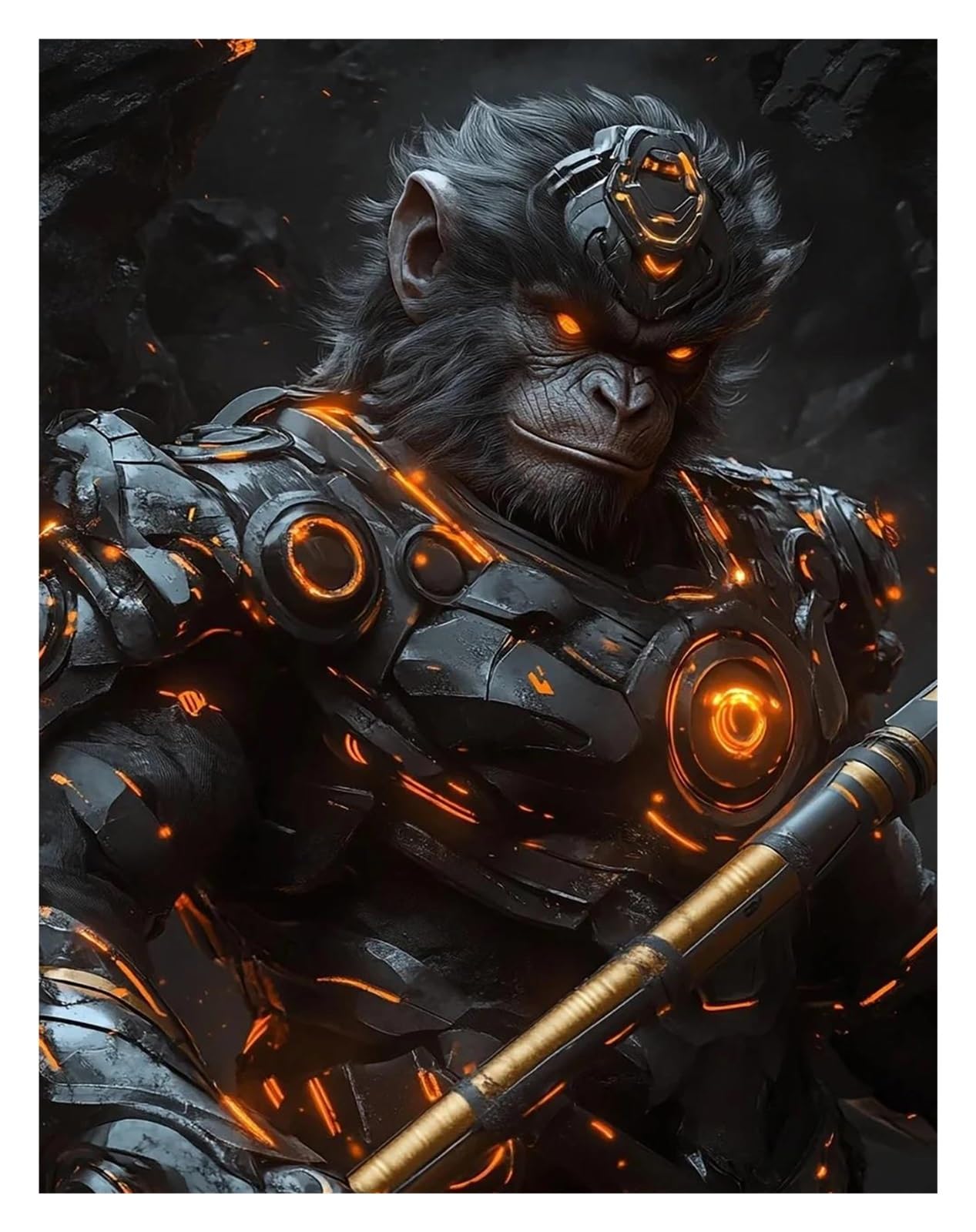 Art mural Black Myth Wukong tableau moderne peinture sur toile 3D style mech 30x40