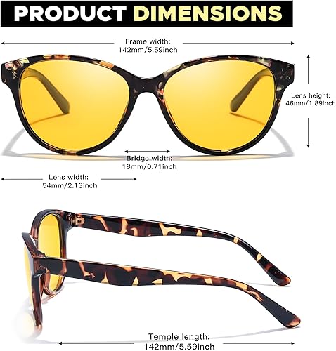 Miniatura 3 de LVIOE Gafas de visión nocturna para conducir mujeres hombres gafas amarillas para conducción nocturna antirreflejos polarizadas N8091