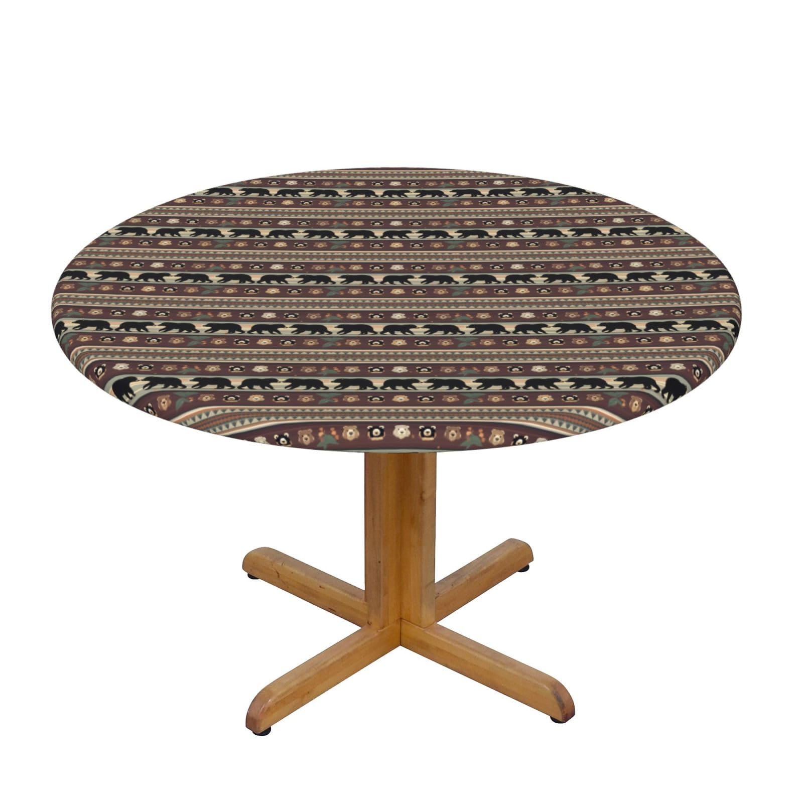 Nappe ronde imprimée ours idéale pour repas de mariage et fête en extérieur