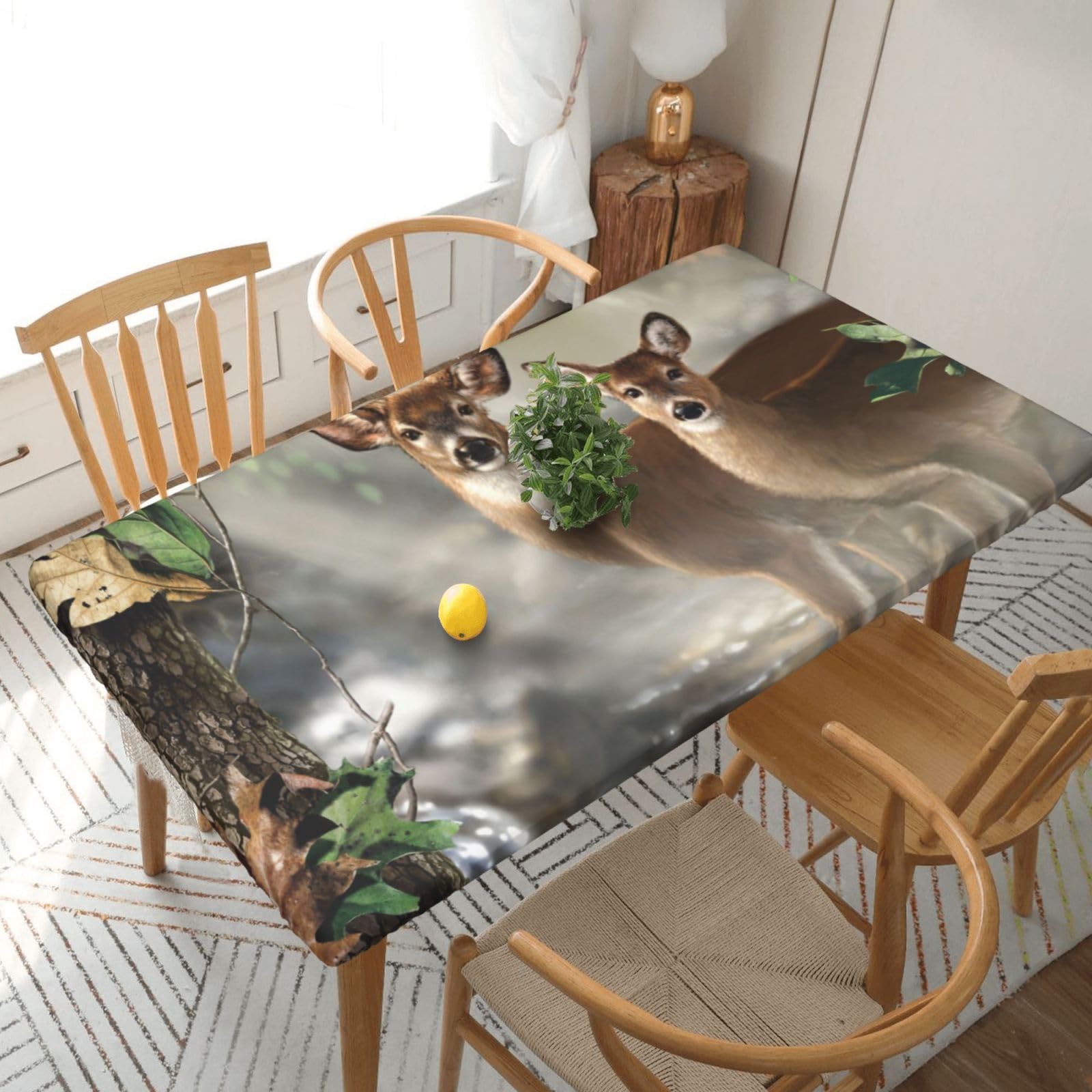 BNVSADC Camouflage Deer Printed 5FT Tablecloth Polyester Kitchen Water Resistant Table Cloth Dining Table Decoration Table Covers, 152x76 CM