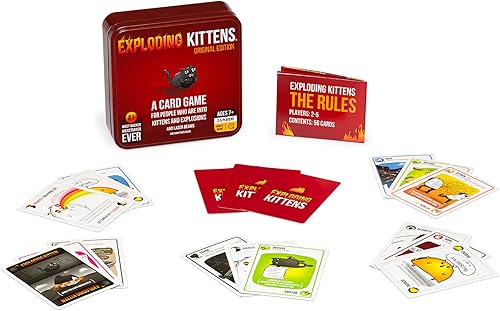 Miniatura 4 de Exploding Kittens Edición Original en Lata Coleccionable - Divertido y Hilarante Juego de Cartas para Niños y Adultos, Ideal para Noche de Juegos en
