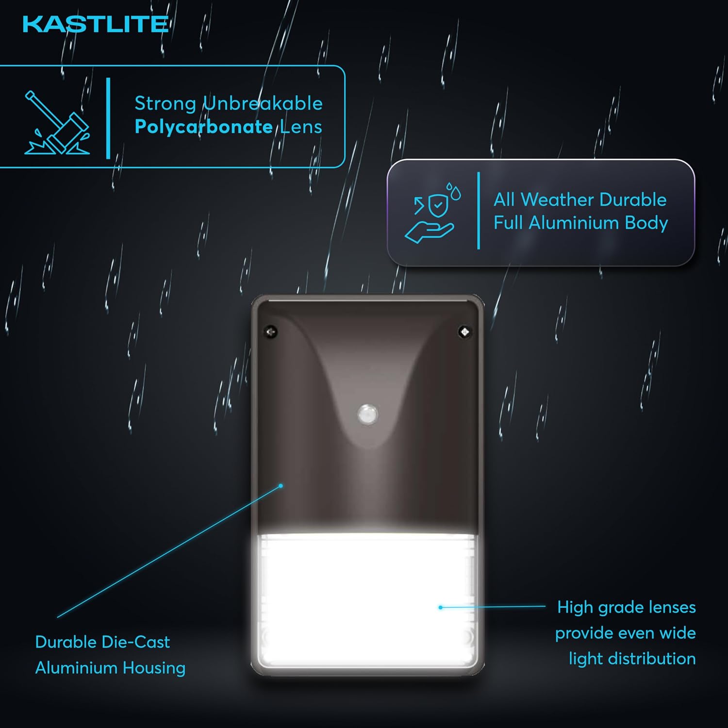 KASTLITE 3 Way LED Wall Pack Light with Dusk to Dawn | 15W/20W/30 Watt 30K-50K Color Selectable Dimmable Photocell Wall Sconce Light | Waterproof Outdoor Security Flood Lighting, 120-277V - Bronze