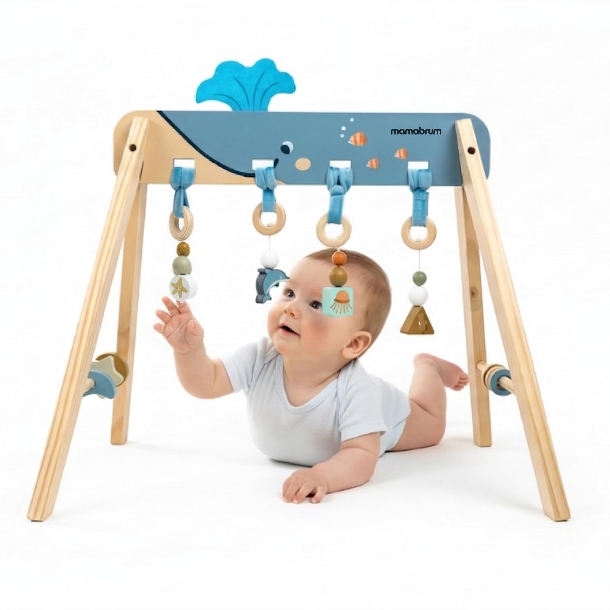 Support éducatif en bois Montessori pour bébé avec suspension sensorielle Océan