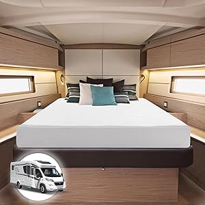 WEUP Short Queen RV Mattress 10 Inch with Tencel Cover, Cooling Green Tea/Gel Memory Foam Mattresses in Box for Camper/Truck/Trailer, CertiPUR-US, Made in USA, 75'' x 72''