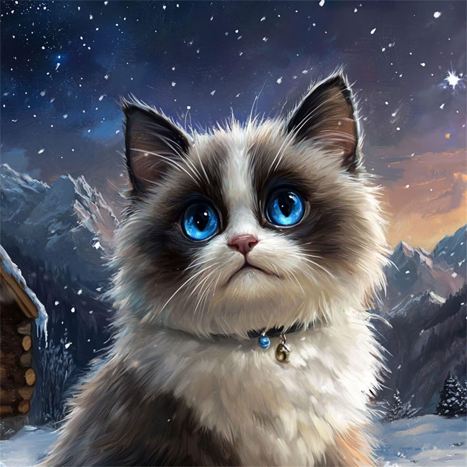 Xiaboor Broderie Diamant Kit Complet 5D, Chat Diamond Painting Adulte Plein Foret, Peinture Diamant pour Adulte Enfant Débutant, Loisirs Créatifs de Détente et Décoration Maison, Rétro 80x80cm FX#876