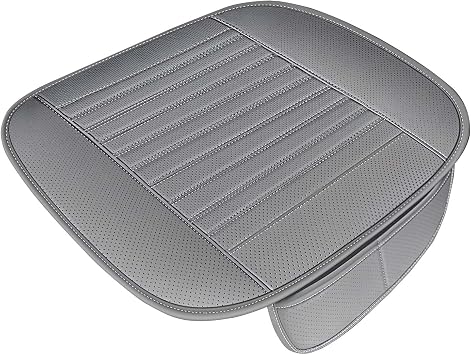 Universal Car Seat Cushion Breathable Seat Cushions Front Seats Made of Leather and Cotton Front Seat Cushion Easy to Clean Non-Slip Car Seat Cover for All-Year Comfort Grey 49 x 47 cm
