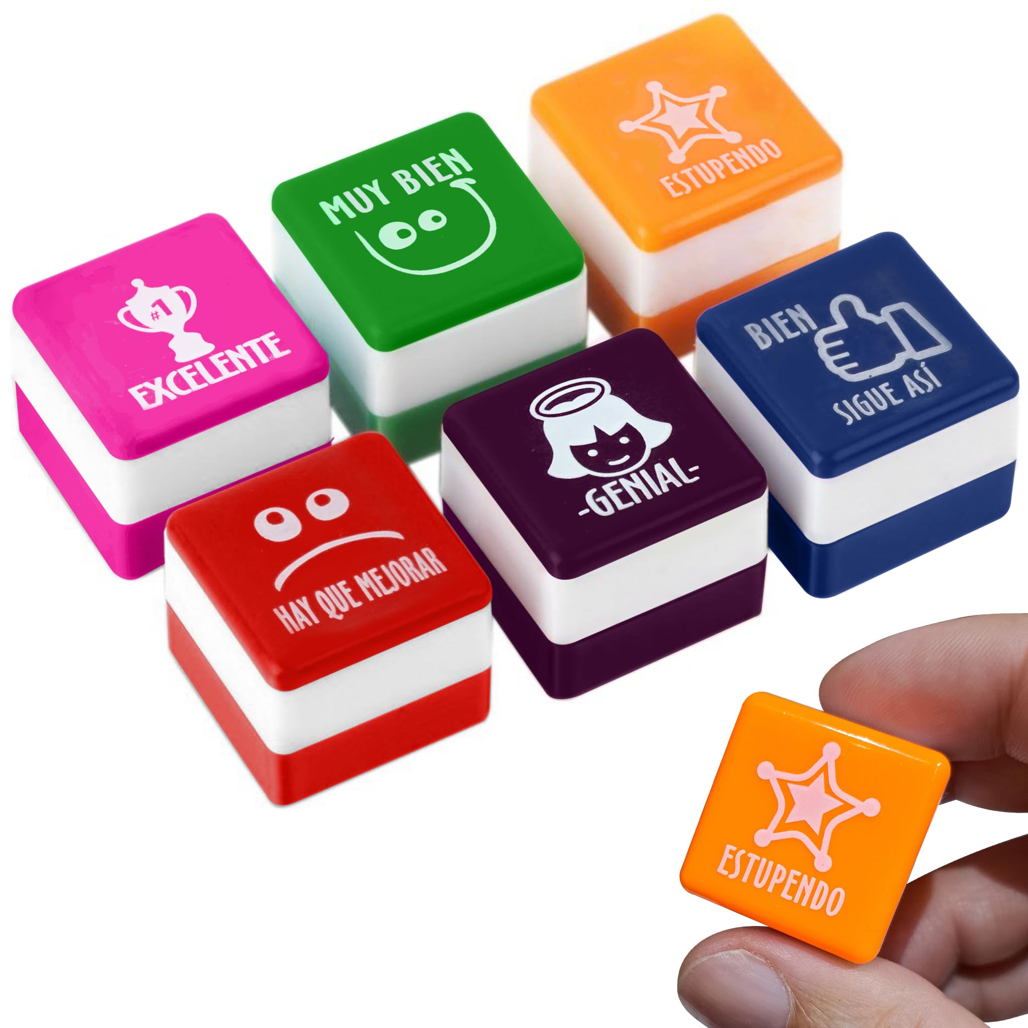 PACK 6 Sellos Motivacionales Para Profesores - Niños - Padres - En Español - 6 Diseños y Colores Diferentes - Ideal para Regalo de Profesores y Padres (6)