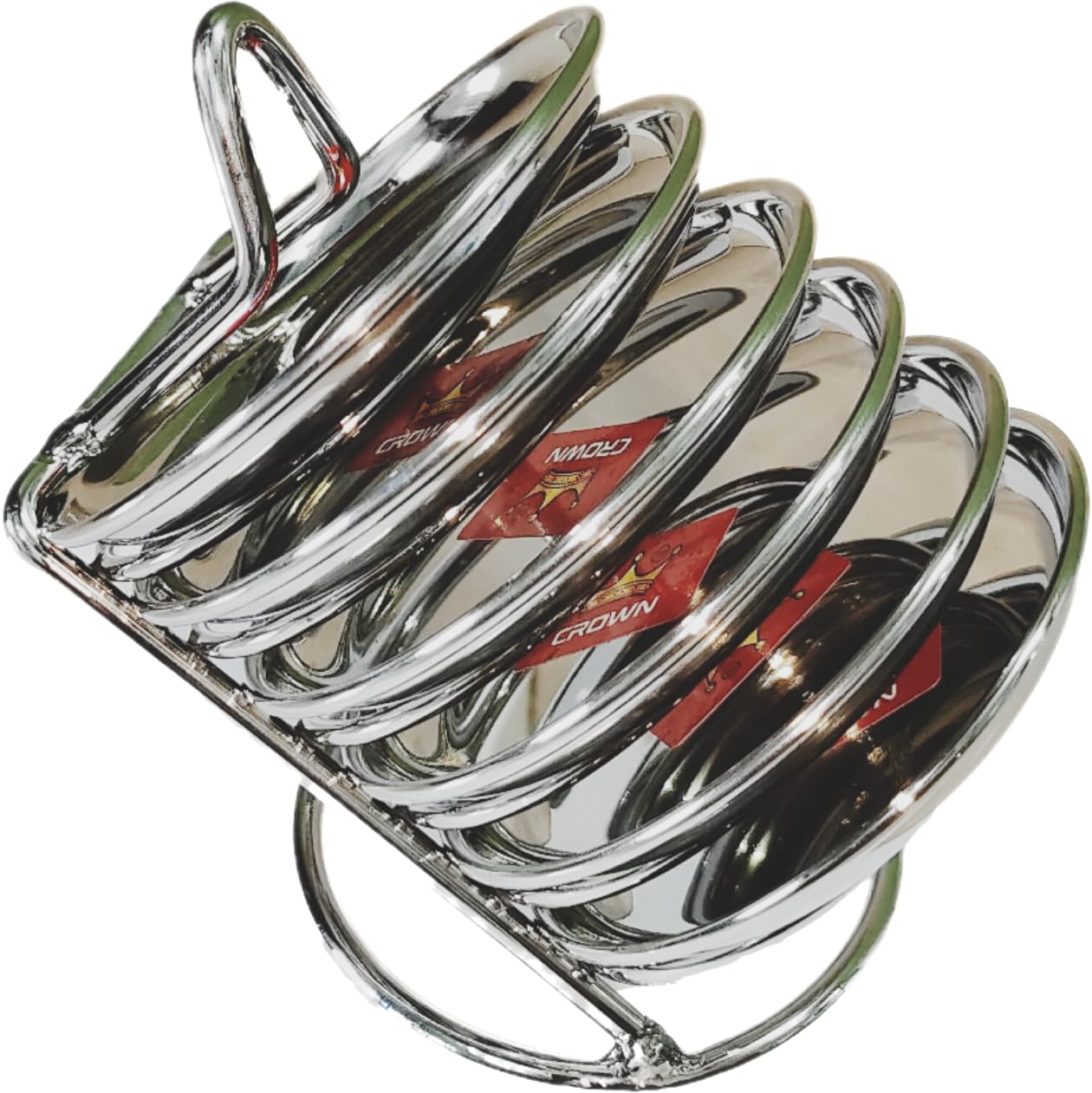 Hope Kart Tea Coaster Set of 6 for Cups for Dining Table Office Desk Stylish Holder Stand, Stainless Steel Metal Ladder Coasters, Silver, Round, 15L X 8.5 Dia cm, Pack of 1-image-15