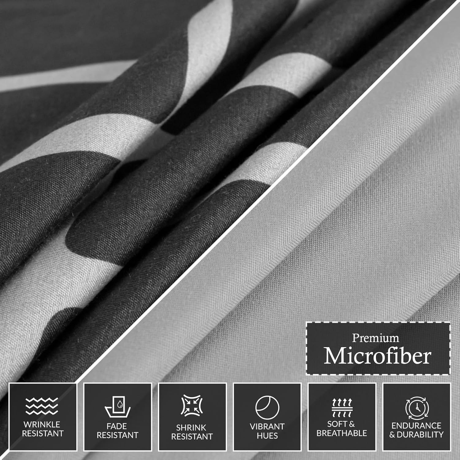 Pamposh 3 Pcs Single Duvet Cover Set with Matching Black Single Fitted Sheet 40 cm Extra Deep Pocket - UltraSoft Breathable Premium Microfibre Reversible Quilt Cover Bedding Set For All Seasons — view 69