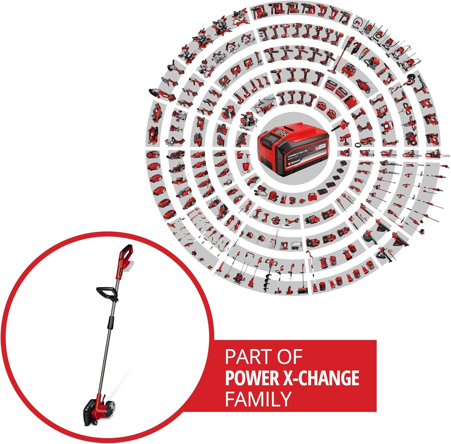 Einhell Coupe-Bordures sans Fil GE-Le 18/190 Li - Solo Power X-Change (18 V, réglage Profondeur 3 Niveaux, Manche démontable, revêtement Softgrip) Livré sans Batterie ni Chargeur