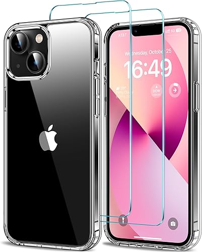 Miniatura 26 de HOOMIL Funda para iPhone 12/iPhone 12 Pro con 2 protectores de pantalla de vidrio templado, sin amarillamiento, protección contra caídas, arañazos,