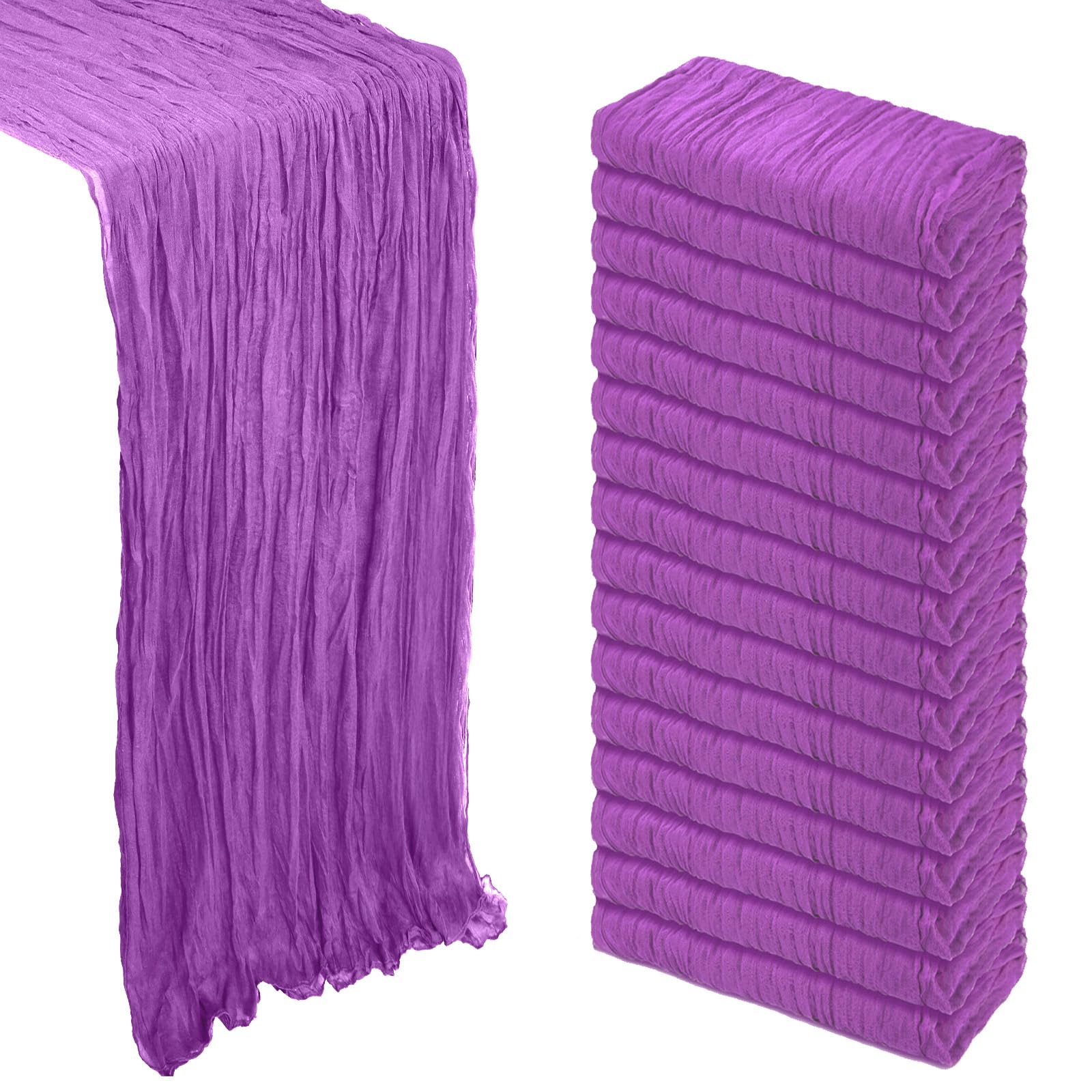 Photo 1 of 16 Pack Purple Cheesecloth Table Runner 10Ft Gauze Cheese Cloth Table Runner 120 Inch Boho Sheer Rustic Fabric for Holiday Party Decor Bridal Baby Shower Wedding Decoration