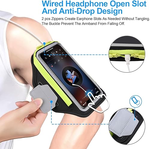 Miniatura 7 de Banda de brazo de 6.8 pulgadas para teléfono para correr con bolsa para auriculares, funda para iPhone 14, 13, 12, 11 Pro Max, Galaxy S23 S22, ultra