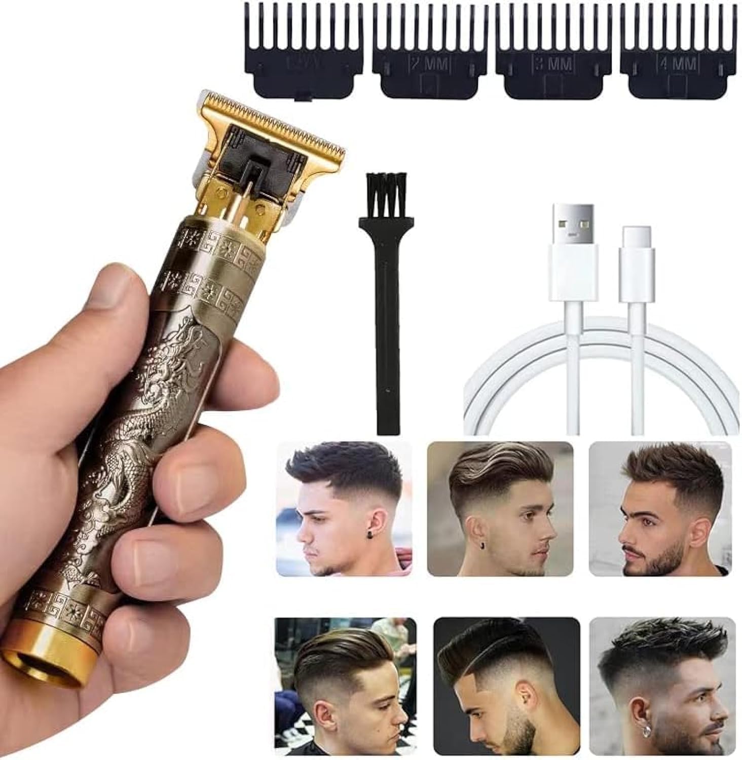 VEKETEHair Trimmer for Men, Beard Trimmer Electric Razor Shavers Cordless Hair Clippers, Zero Gapped T Blade Liners Grooming Hair Cutting Kit, Gifts for Husband Father (Black)