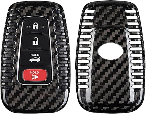 Funda para llavero de fibra de carbono genuina para Toyota 86 GT86 Avalon C-HR Camry Corolla Highlander Land Cruiser Prado Prius RAV4 2016-2023