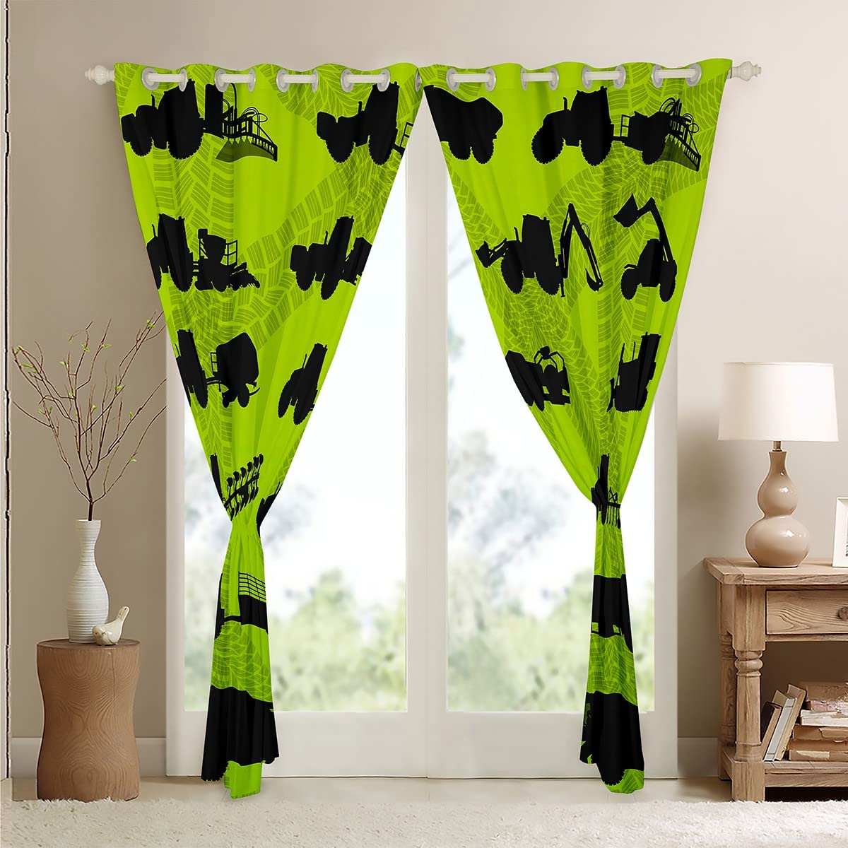 Cortinas de Ventana de Coche de Dibujos Animados para Dormitorio, Sala de Estar, Excavadora, Tractor, Cortinas para niños, construcción de Ventanas, maquinaria, grúas, vehículos, Tratamiento de Venta