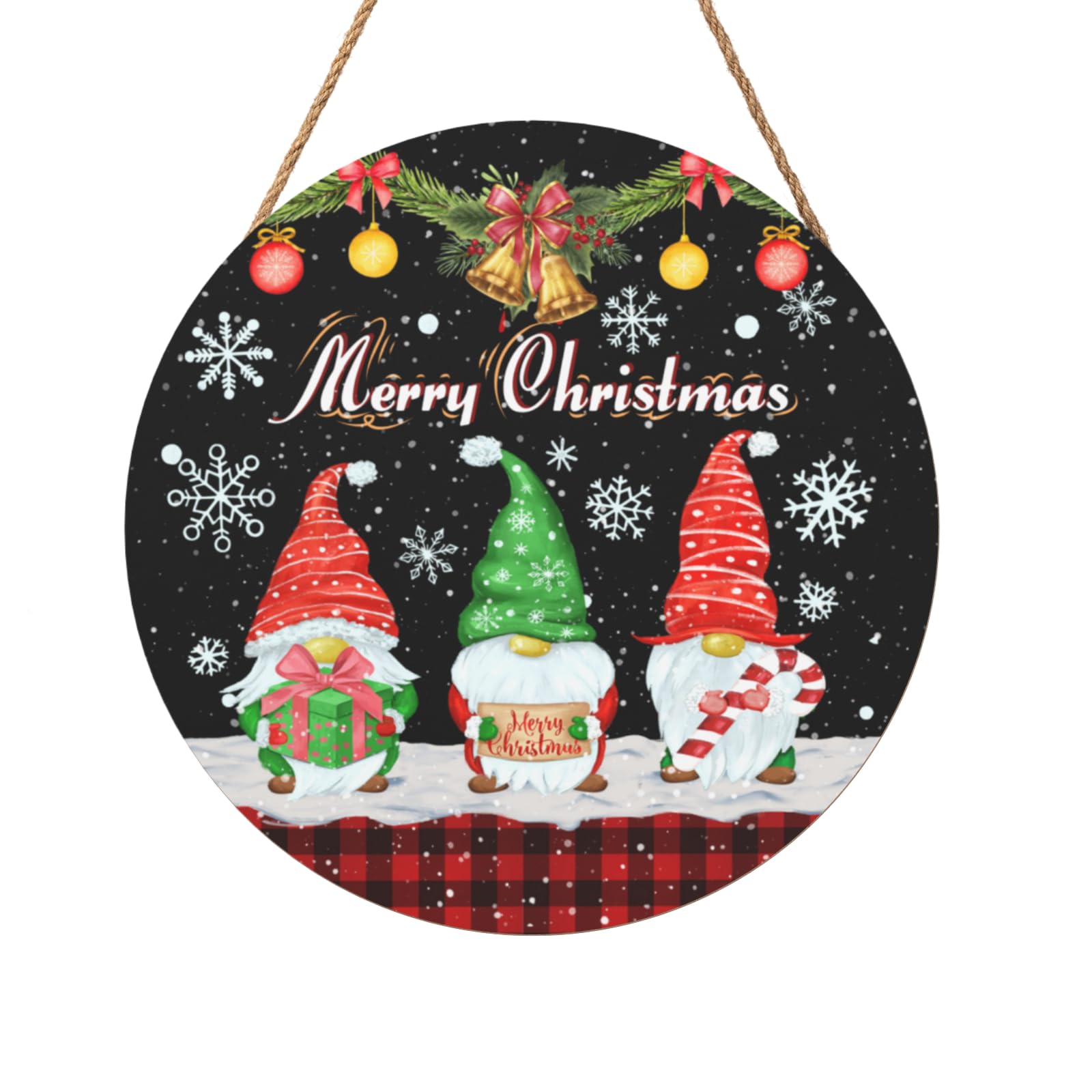 Xmas Gnomes Front Door sign for Outdoor Sign Merry Christma Door Hanger Snow Winter Holiday Yard Signs Hanging Porch Garden Decor