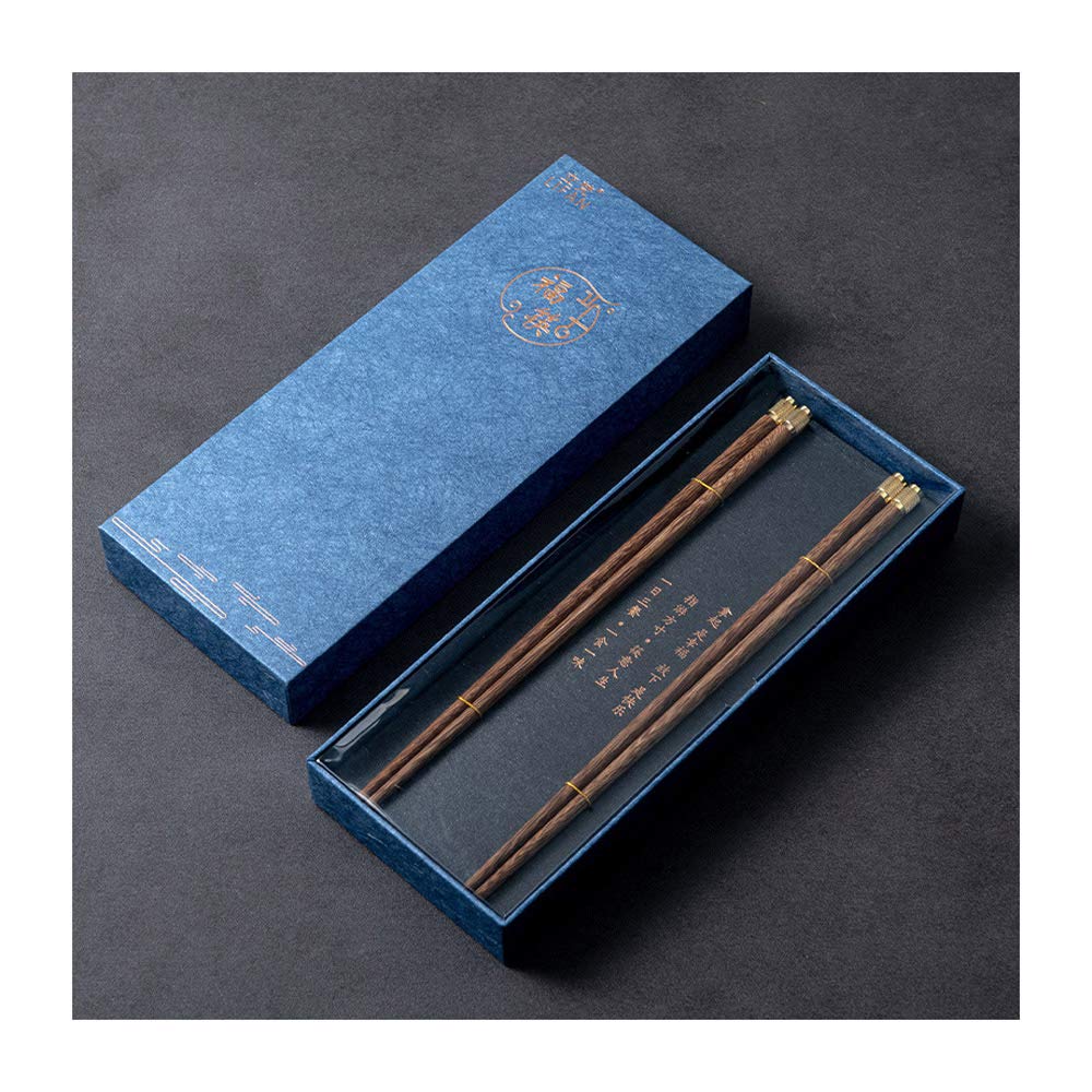Baguettes en bois réutilisables 2 paires, lavables au lave-vaisselle, coffret cadeau traditionnel chinois élégant, baguettes japonaises de style classique, baguettes écologiques de 9 pouces-B (B)