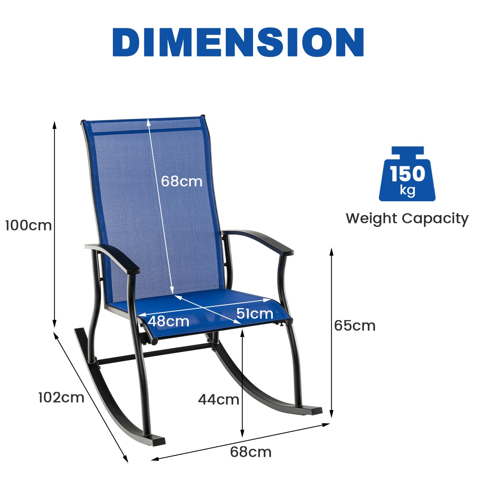 KOMFOTTEU Lot de 2 Fauteuil à Bascule en Tissu Maillé, Design Ergonomique