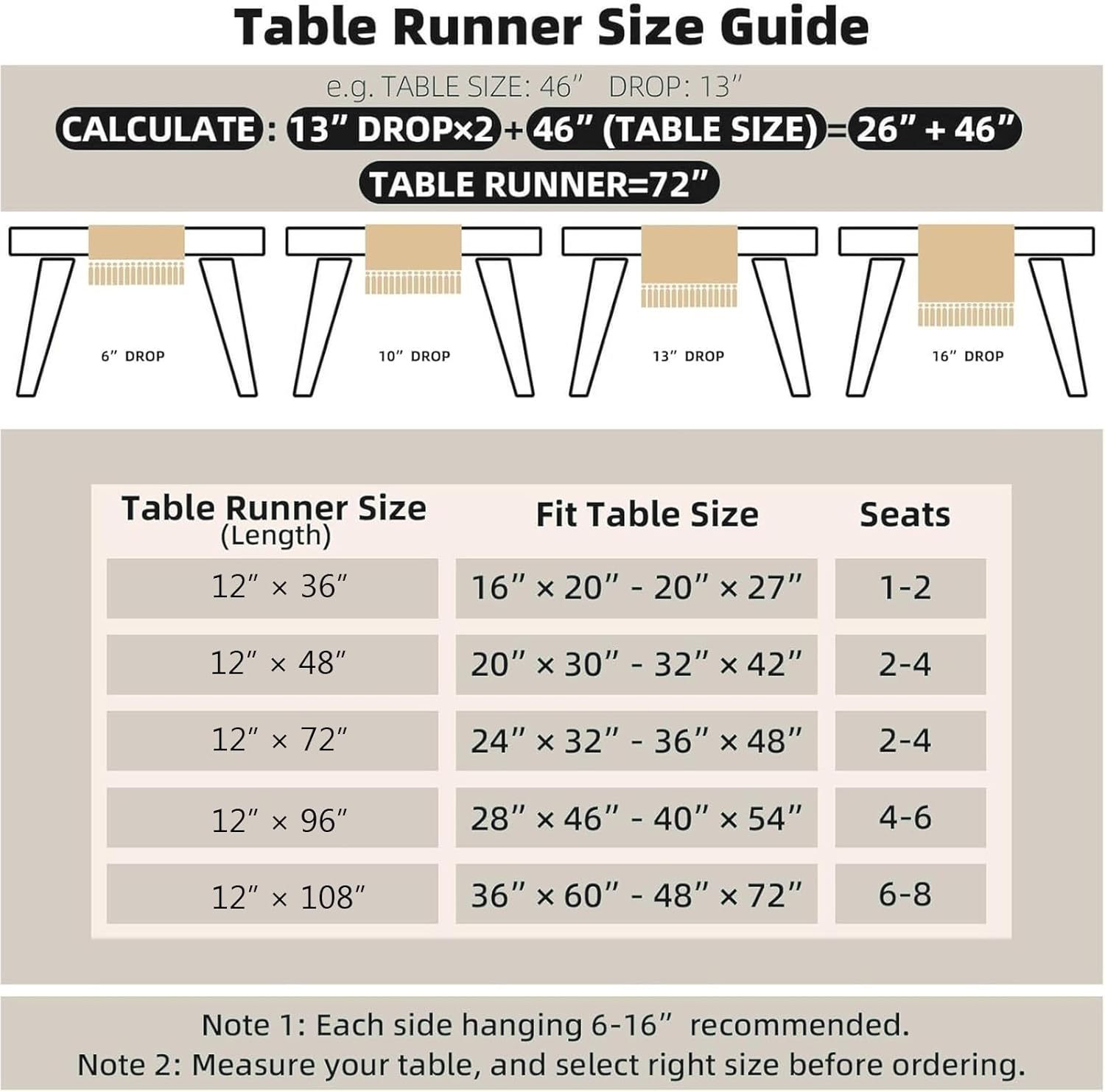 Boho Table Runner for Home Decor with Tassels & 2 Placemats Set-72 Inch Cream & Brown Macrame Runner for Dining & Bedroom Baby Bridal Shower Decor(12x72 Inches)