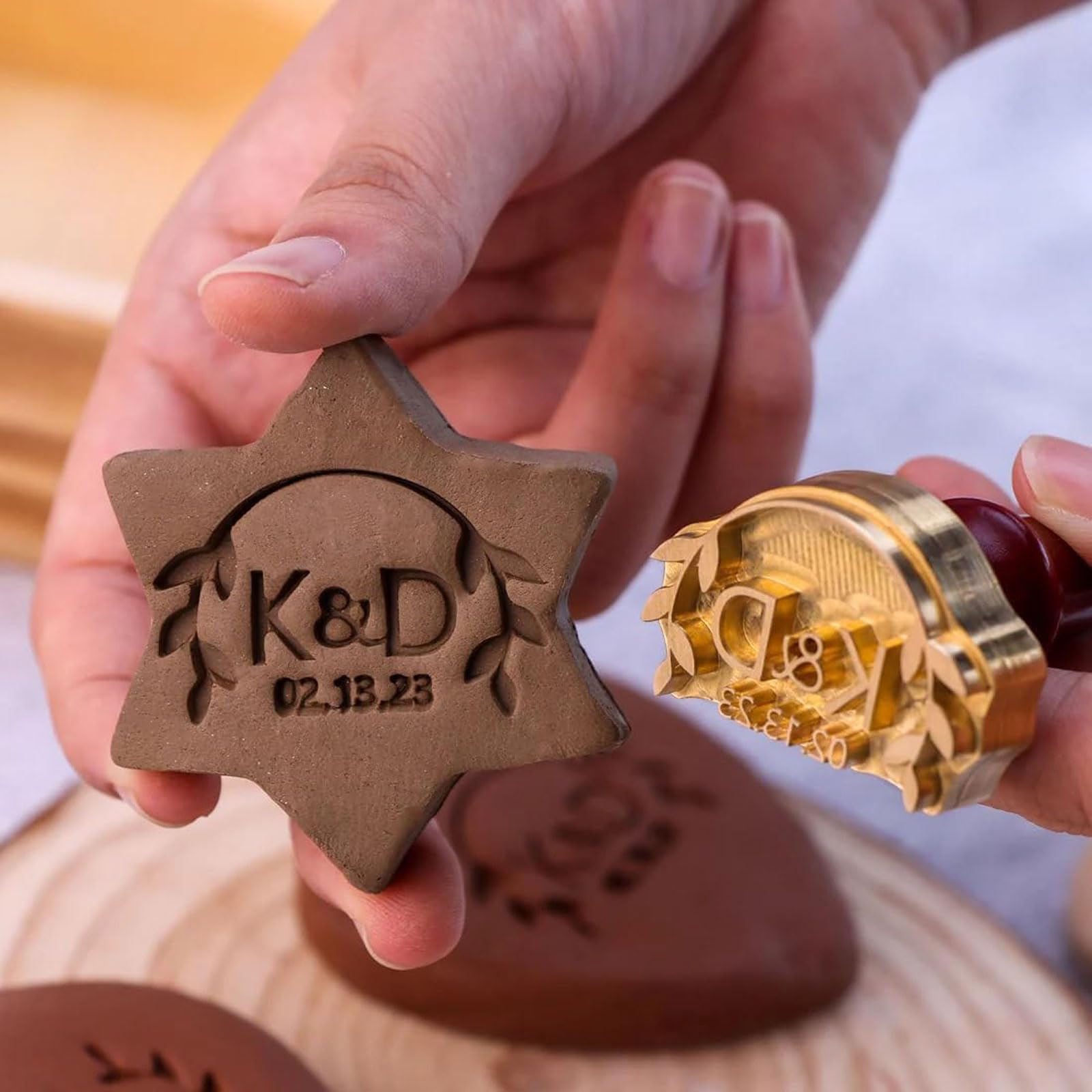 Timbro in ceramica con timbro in argilla fatto a mano con logo e nome Timbro con logo in ceramica Timbro per sapone con timbro in ceramica con firma personalizzata Kit timbro fai da te