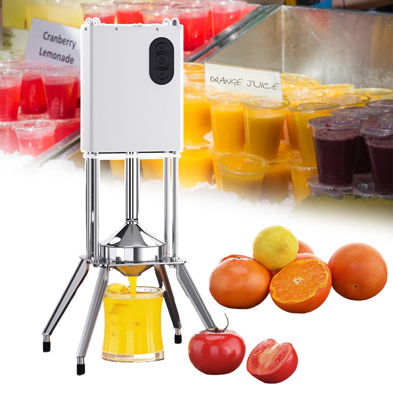 Exprimidor eléctrico comercial de cítricos, exprimidor profesional para uso doméstico y comercial, extrae sin esfuerzo jugo fresco de limones, naranjas, máquina exprimidora de acero inoxidable