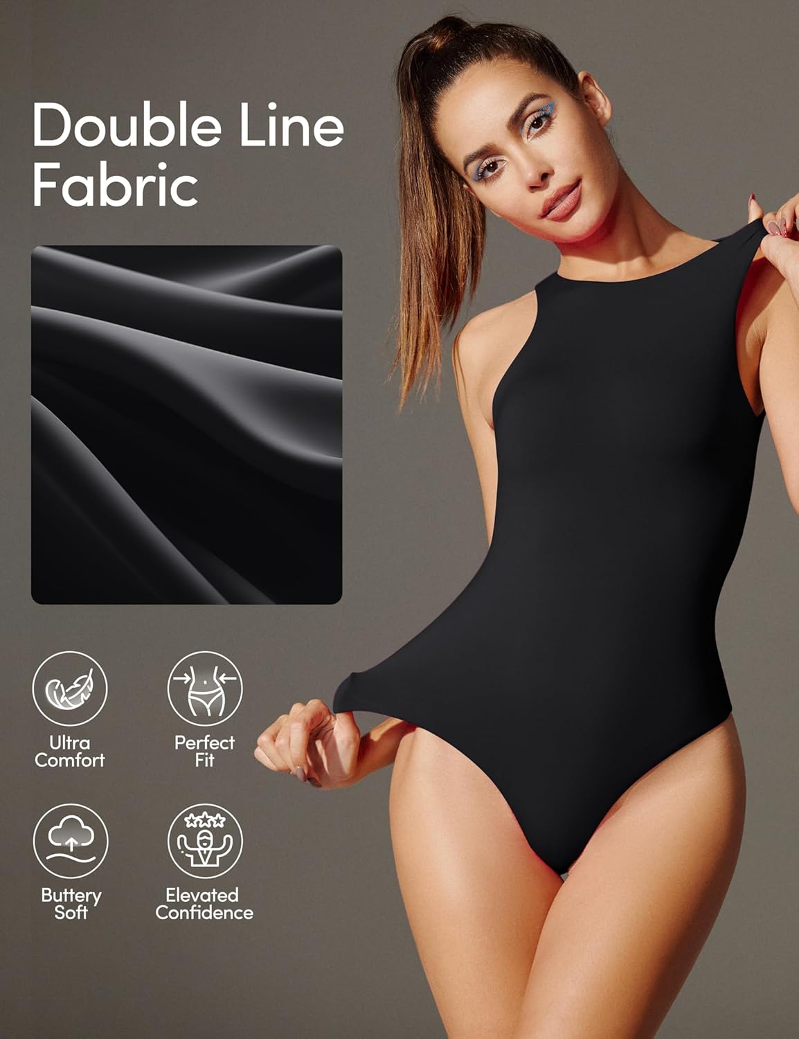 IUGA Bodysuits for Women Tummy Control Sleeveless Bodysuit Racerback Halter Body suits Tank Top - Image 3