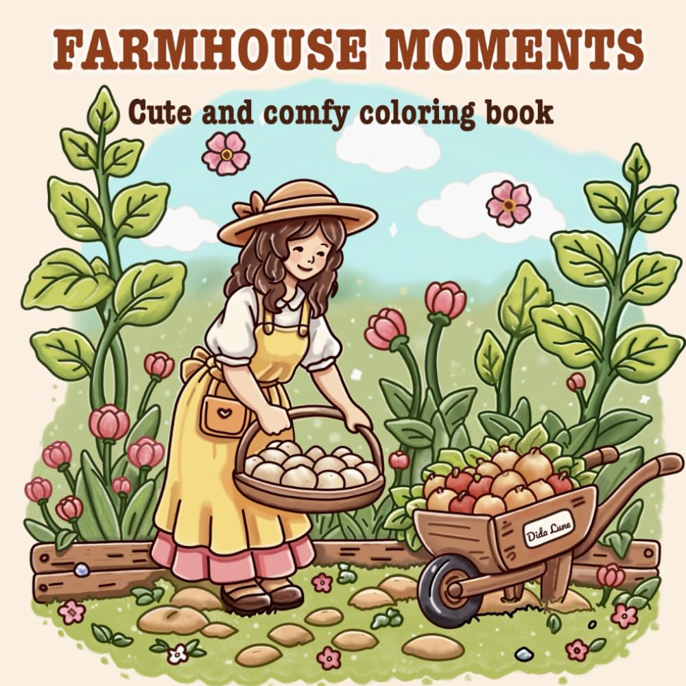 Farmhouse Moments: A Cozy Coloring Book Featuring Peaceful Country Life and Simple Joys for Women.