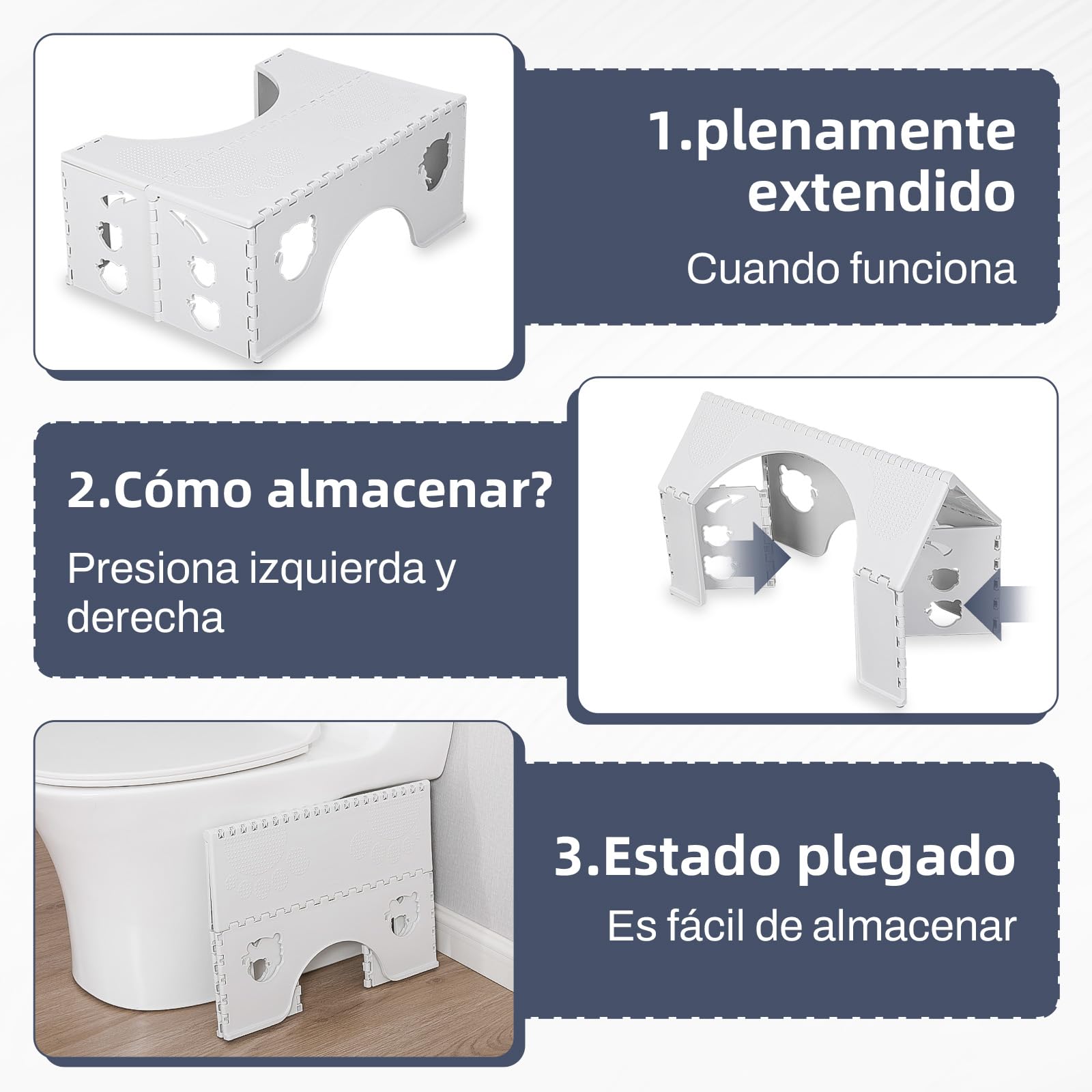Taburete de Inodoro Plegable – Taburete fisiológico para baño y WC para Adultos y niños