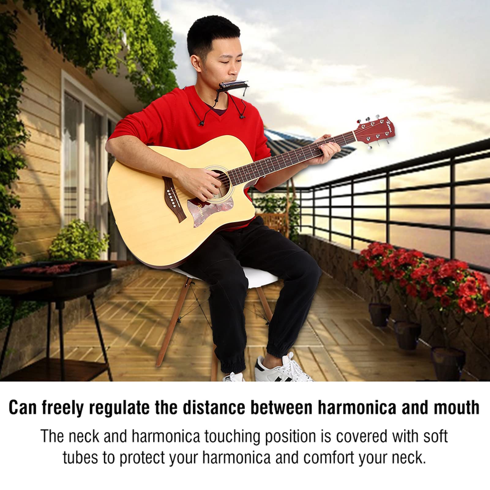 Harmonica Neck Holder Adjustable Harmonica Stand Soft Tubes Protection Harmonica Holder Fit for Different Brands of Harmonicas Suitable for 10 Hole Harmonicas - Image 2