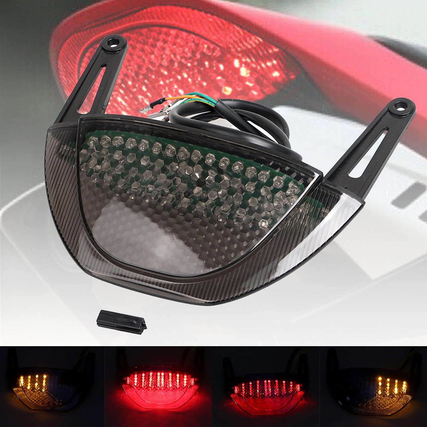 Piloto trasero LED Freno Intermitentes Integrados Ahumado Para H-onda CBR600RR 2007-2012