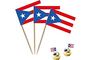Puerto Rico Toothpick Flag Cupcake Toppers