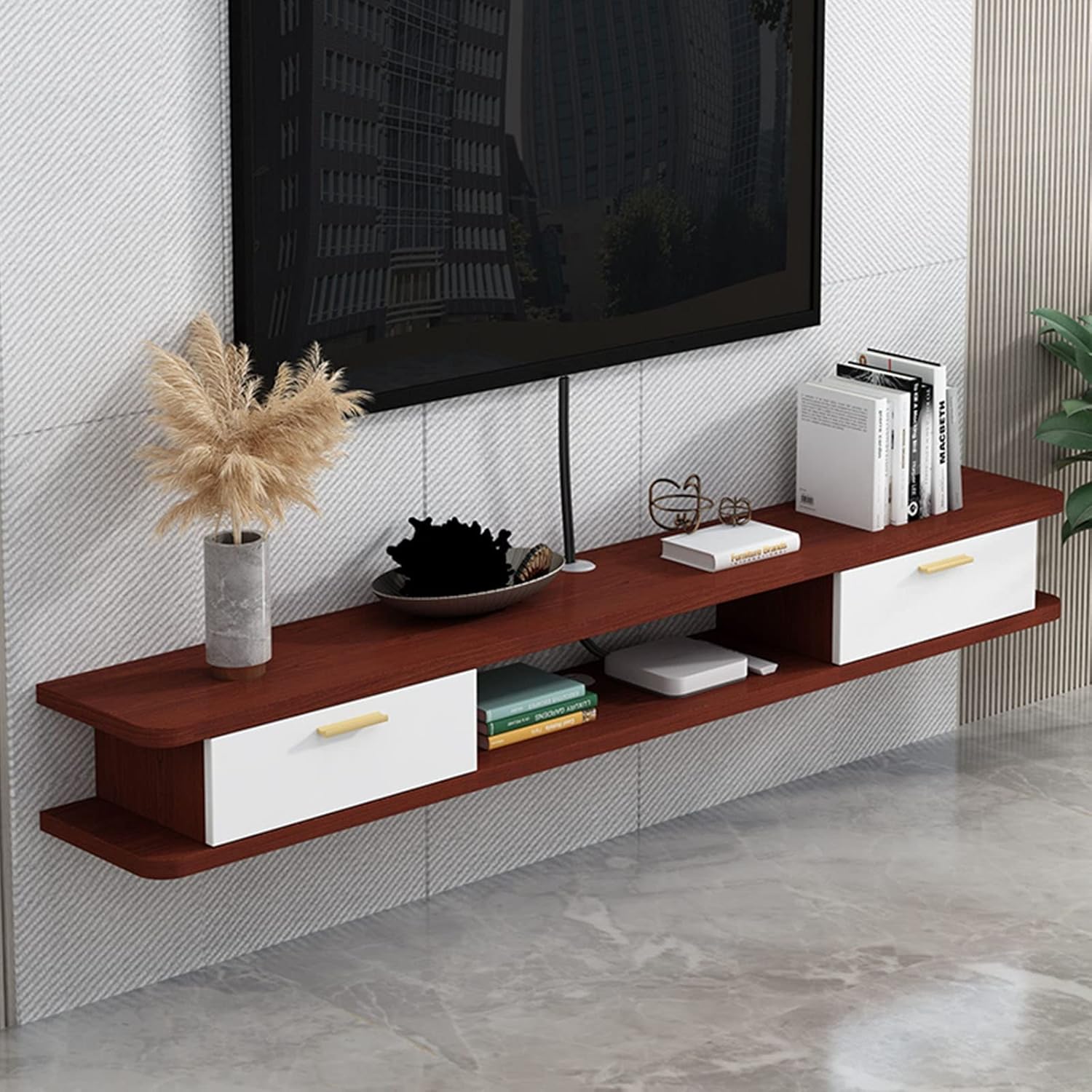 FPIGSHS Floating TV Stand Component Shelf, Wall Mounted