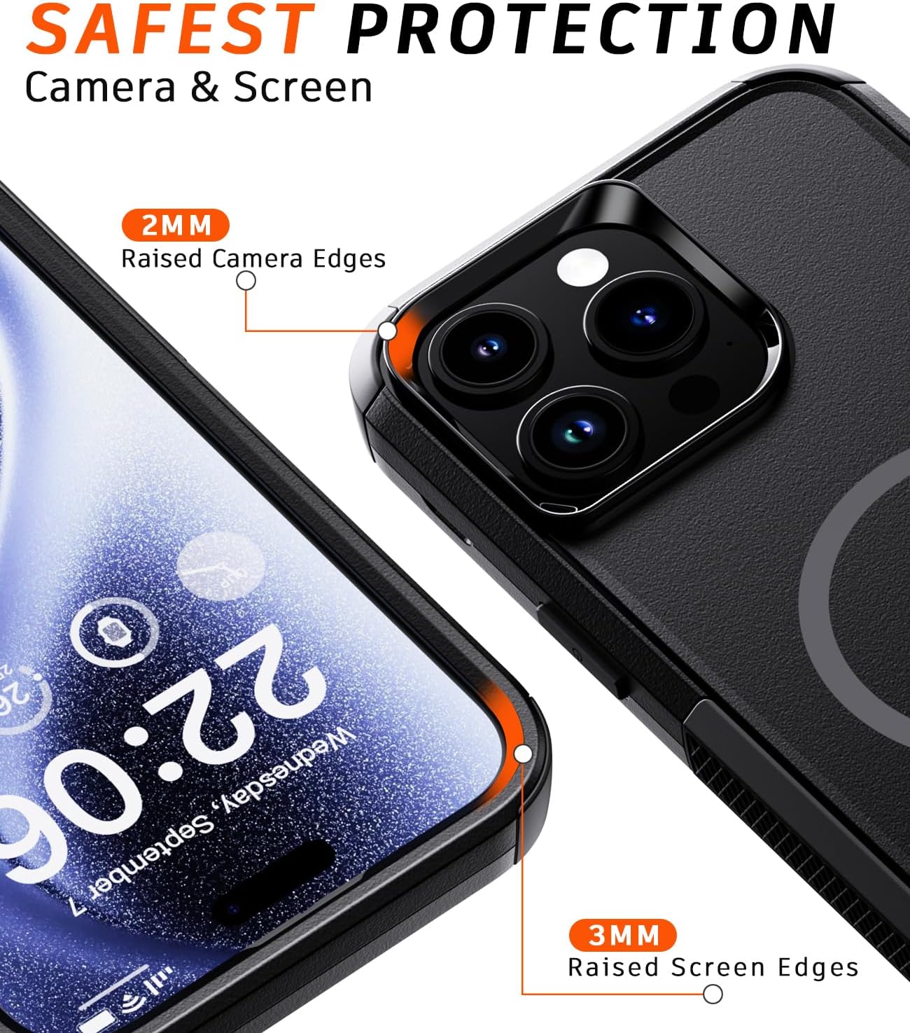 Diverbox for iPhone 15 pro max case - [Compatible with MagSafe] [with Screen Protector ] [Shockproof] [Dropproof] Heavy Duty Protection Phone Case for iPhone 15 pro max (Black) - Image 4