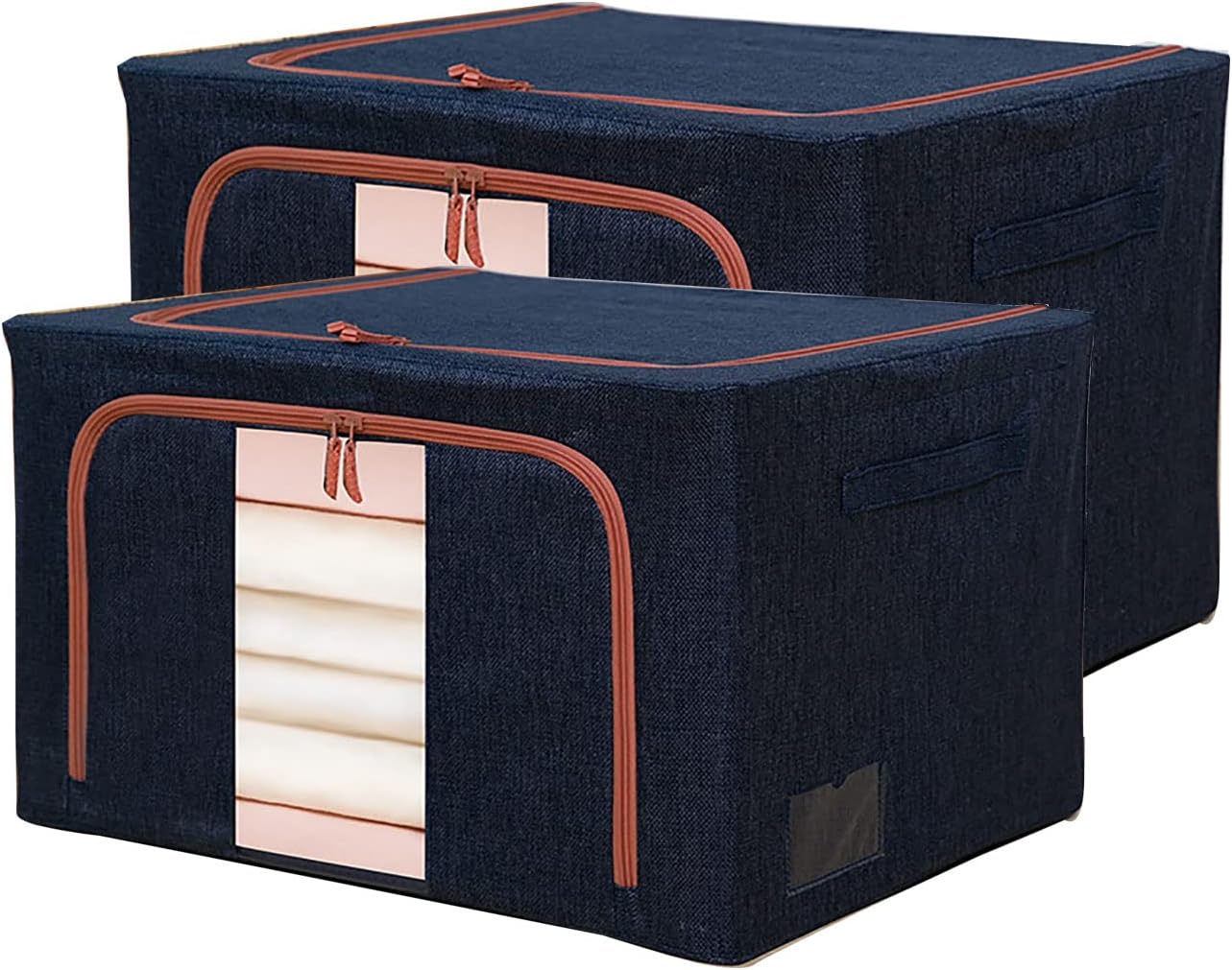 Large Capacity Clothes Storage Bag 2-Pack Large Blanket Clothes Organization and Storage Containers with Handle Foldabl