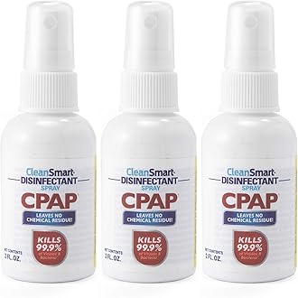 CleanSmart CPAP Disinfectant Spray To Go, Kills 99.9% of Bacteria and Viruses on CPAP Equipment, No Residue, 2 oz (Pack of 3)