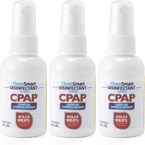 CleanSmart Spray desinfectante CPAP para llevar, mata el 99.9% de las bacterias y virus en equipos CPAP, sin residuos, 2 onzas (paquete de 3)