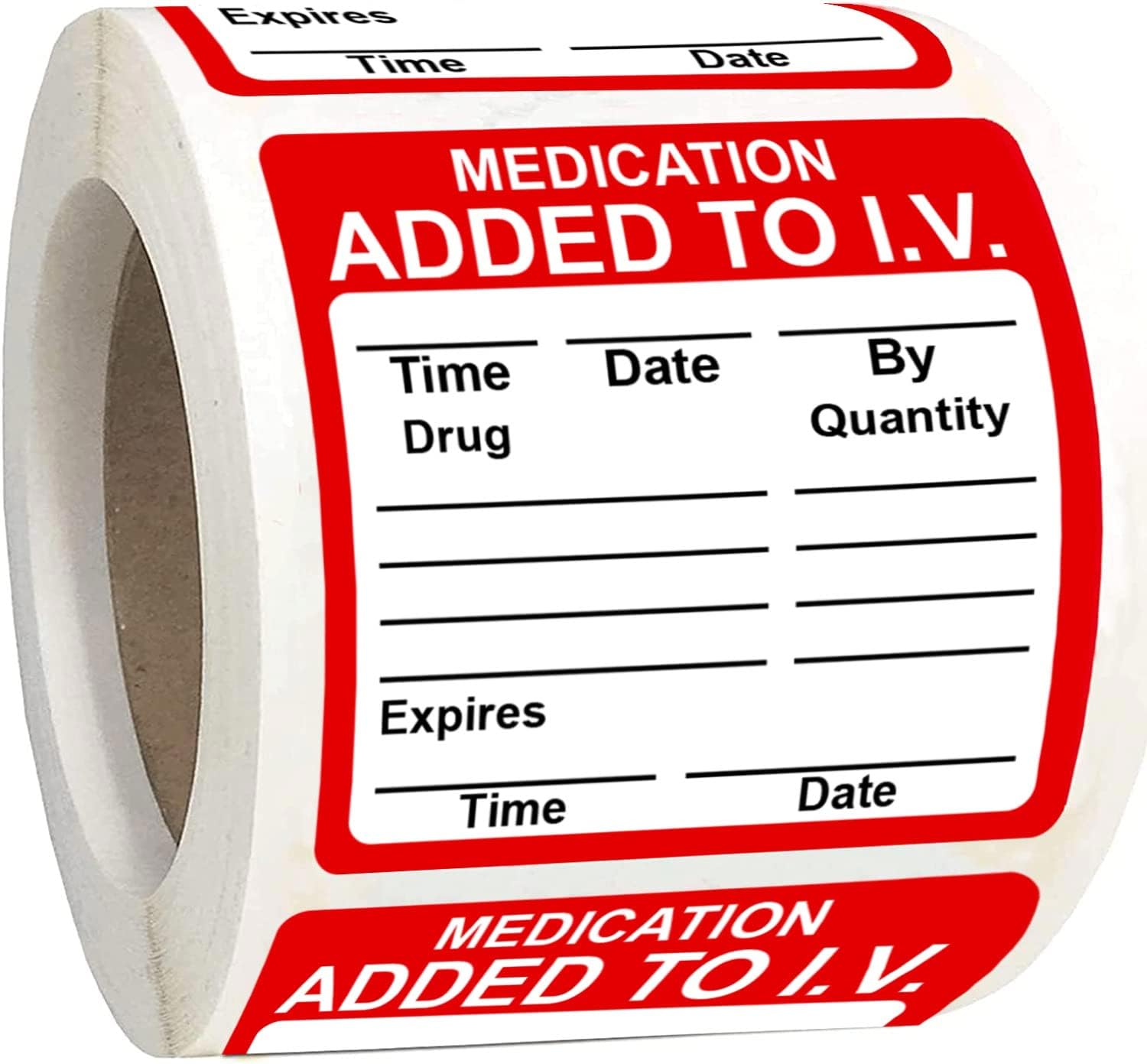 2 Inch Fluorescent Red Rectangle Medication Added to I.V. Veterinary Labels 5...