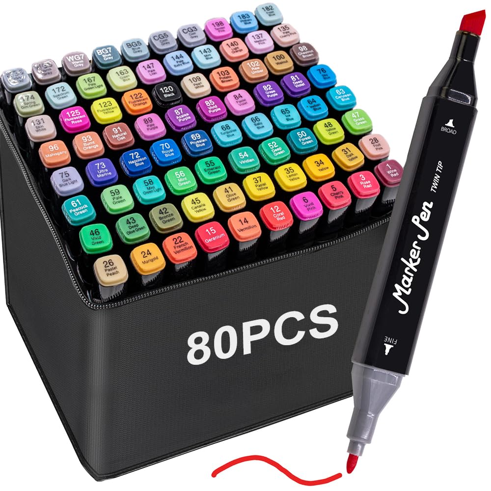 Amazon | STATIONERY ISLAND マーカーペン 80色詰め合わせ アルコール